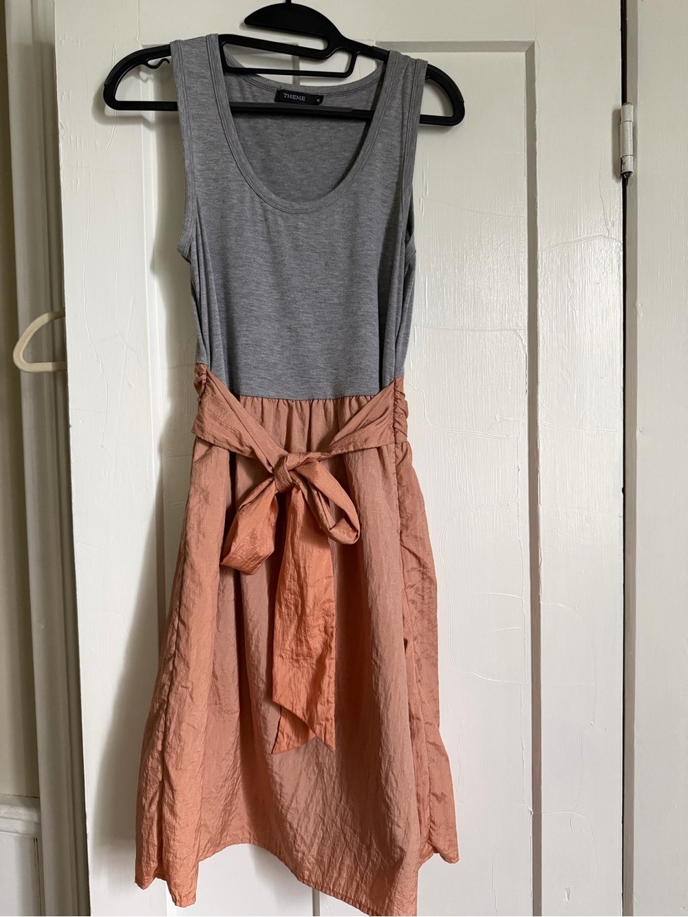Two-Tone Tank Top Dress with Tie Waist